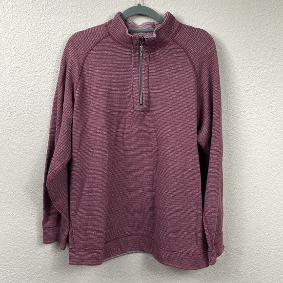 Tommy Bahama On The Double Half Zip Sweatshirt Marled Maroon Cabernet Knit - Picture 2 of 10